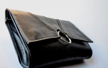 Black Designer Leather Clutch Bag
